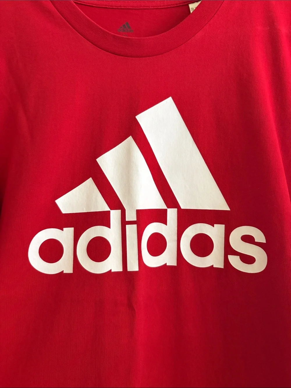 Adidas Red Tee with White Logo - Mens Short Sleeve Shirt